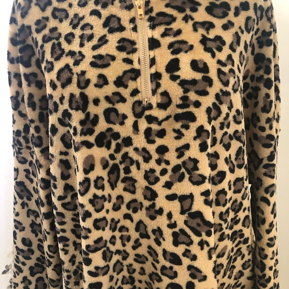 Leopard fleece half zip - Picture 2 of 5
